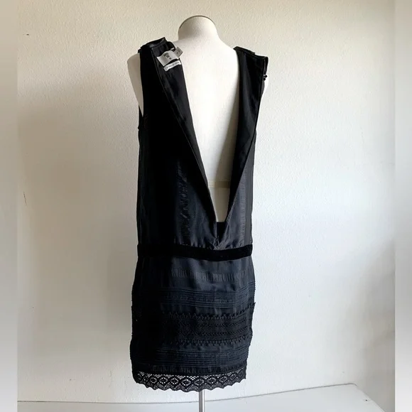 Anna Sui black vintage inspired dress, sleeveless, low waist, w/ lace velvet.‎ S - Picture 9 of 16